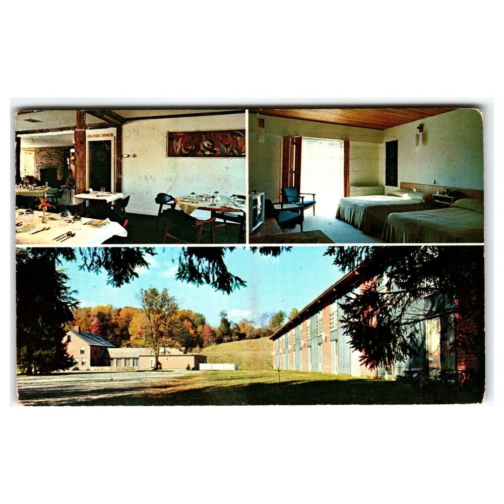 Putney 91 Motor Inn Vermont Postcard VT Motel Dining Room Vintage Chrome